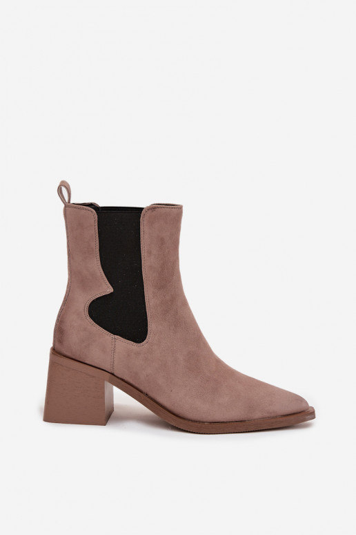 Nahk-zomšist saapad sooja voodriga seest Artiker 57C0045 beeži värvi