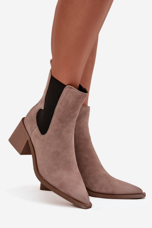 Nahk-zomšist saapad sooja voodriga seest Artiker 57C0045 beeži värvi