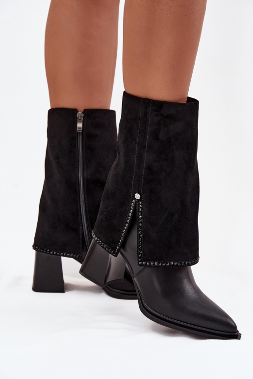   Naiste poolsaapad Z Wywiniętą Cholewką voodriga  K7206-01 Must