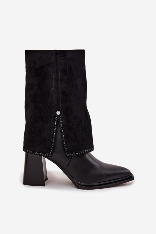   Naiste poolsaapad Z Wywiniętą Cholewką voodriga  K7206-01 Must