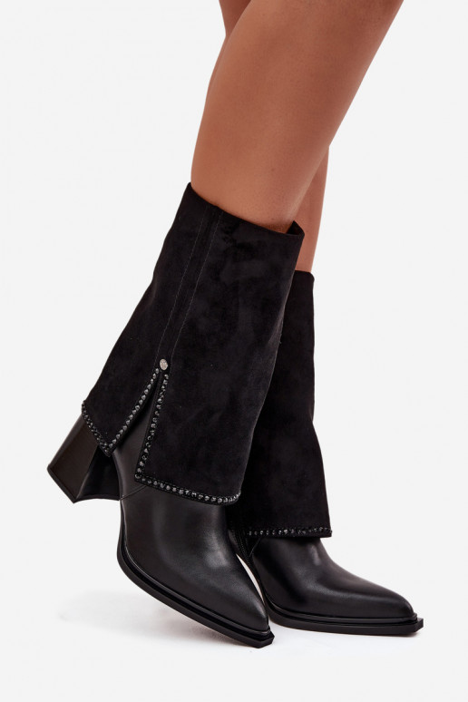   Naiste poolsaapad Z Wywiniętą Cholewką voodriga  K7206-01 Must