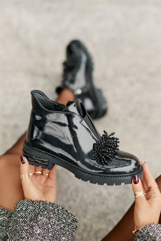   Laque Naiste poolsaapad kaunistustega voodriga D&A LZ42-036 Must