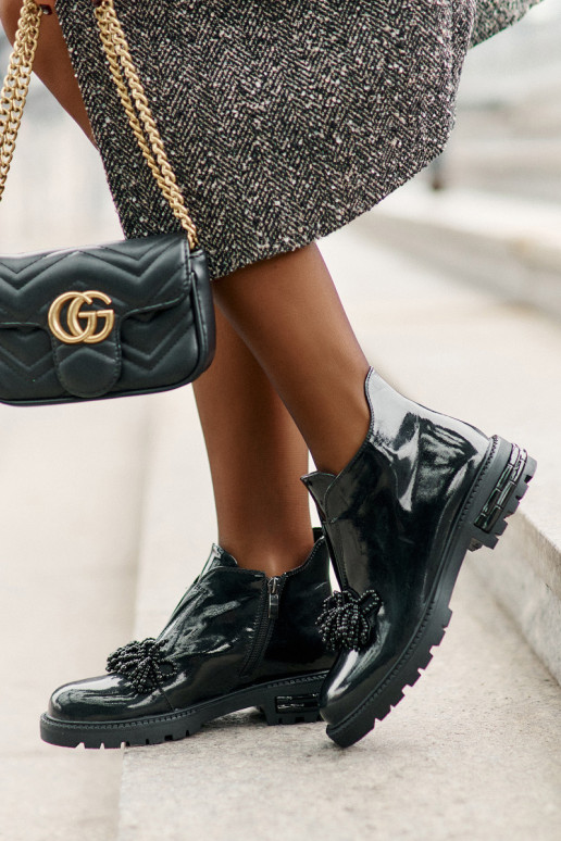   Laque Naiste poolsaapad kaunistustega voodriga D&A LZ42-036 Must