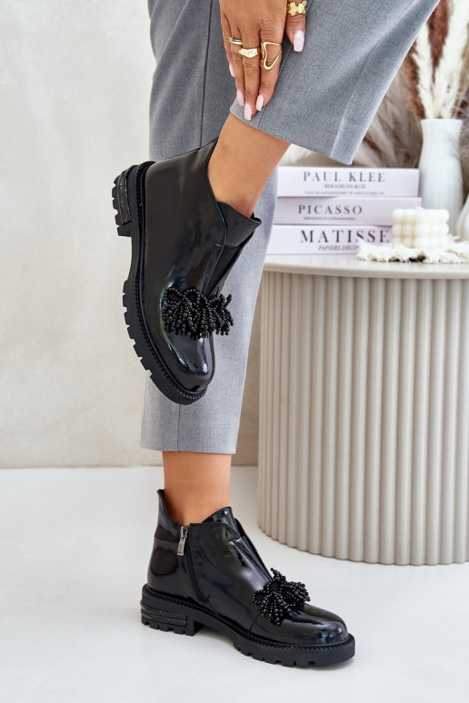   Laque Naiste poolsaapad kaunistustega voodriga D&A LZ42-036 Must