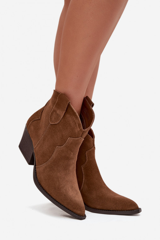 Keenud kauboistiilis naiste saapad naturaalsest sametist Beretta pruun Keenud kauboistiilis naiste saapad naturaalsest sametist Beretta pruun