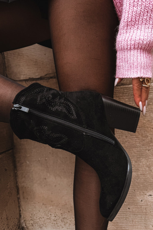 kauboistiilis saapad Pealiste omad kõrge jämeda kontsaga Eco Suedeosissee msuud Carissa