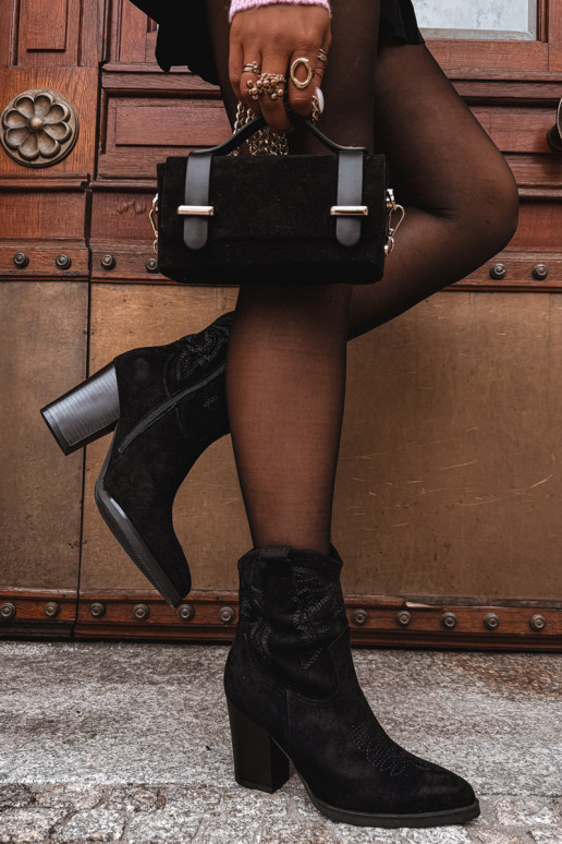 kauboistiilis saapad Pealiste omad kõrge jämeda kontsaga Eco Suedeosissee msuud Carissa