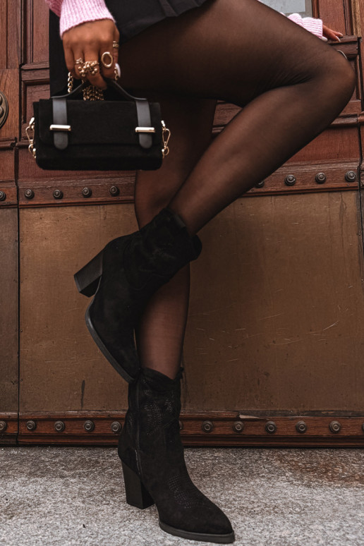 kauboistiilis saapad Pealiste omad kõrge jämeda kontsaga Eco Suedeosissee msuud Carissa