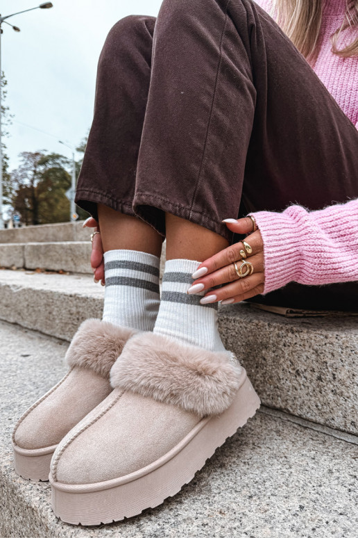 nööpidega lumesaapad Pealiste omad platvormiga karusnahaga I Haftem beeži värvi Querina