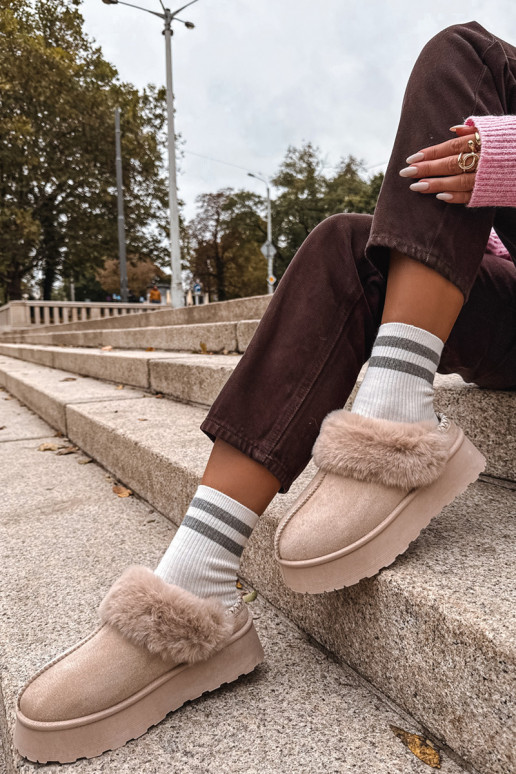 nööpidega lumesaapad Pealiste omad platvormiga karusnahaga I Haftem beeži värvi Querina