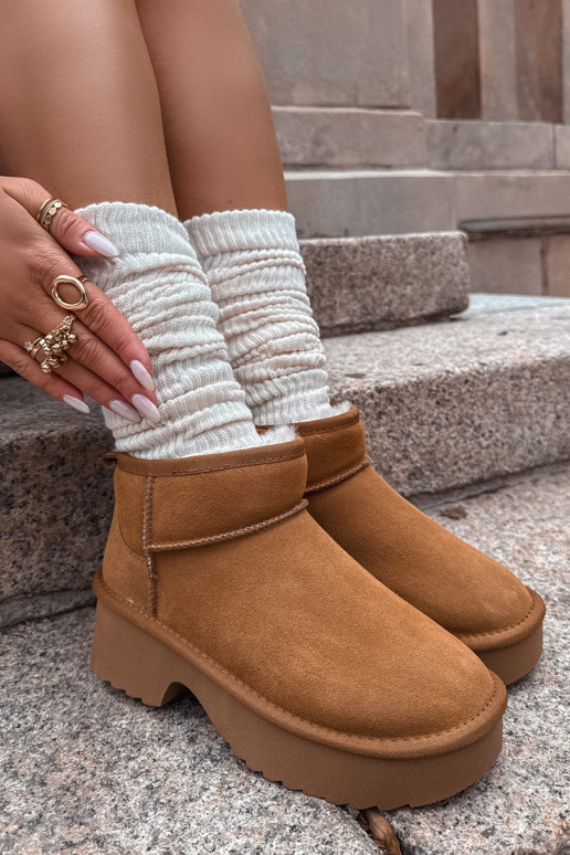 nööpidega lumesaapad Pealiste omadPealturalnego seemisnakhsedu voodriga karusnahaga pruunid värvi Milora