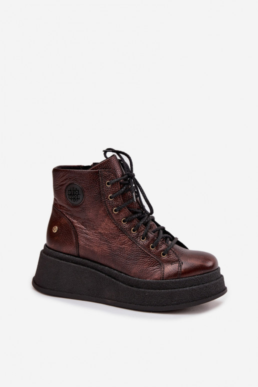 naiste saapad platvormiga  06309-32  Brąz naiste saapad platvormiga  06309-32  Brąz