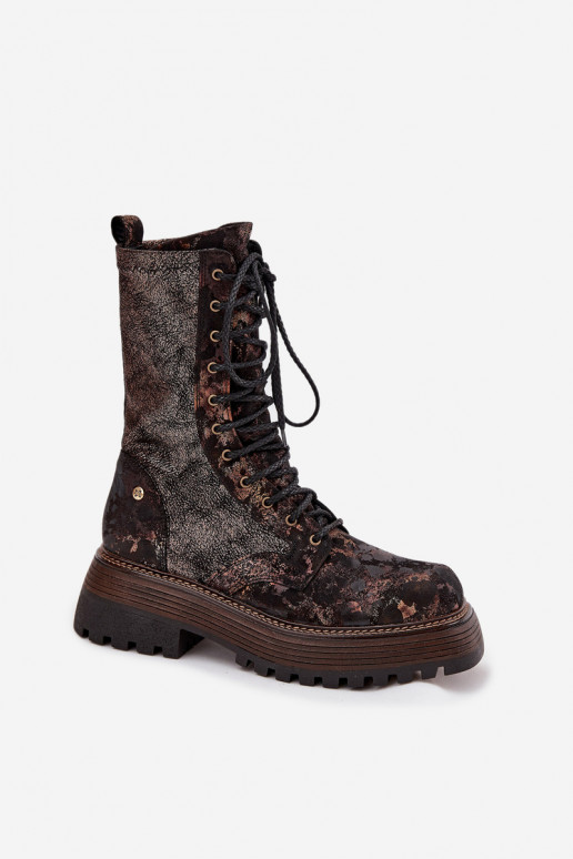 Naiste poolsaapad naturaalsest nahast säärsaapad  06203-32 pruunid värvi-Kuldset värvi Naiste poolsaapad naturaalsest nahast säärsaapad  06203-32 pruunid värvi-Kuldset värvi