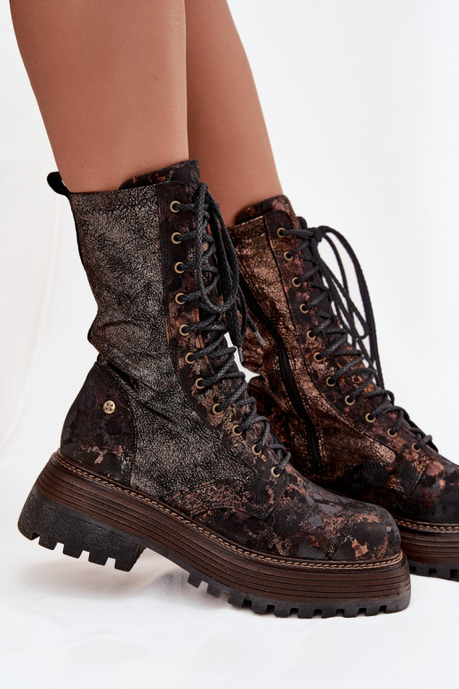 Naiste poolsaapad naturaalsest nahast säärsaapad  06203-32 pruunid värvi-Kuldset värvi Naiste poolsaapad naturaalsest nahast säärsaapad  06203-32 pruunid värvi-Kuldset värvi