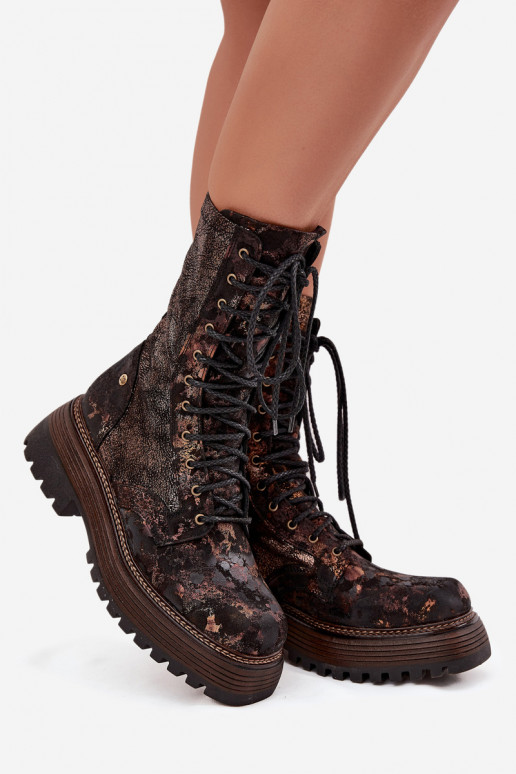 Naiste poolsaapad naturaalsest nahast säärsaapad  06203-32 pruunid värvi-Kuldset värvi Naiste poolsaapad naturaalsest nahast säärsaapad  06203-32 pruunid värvi-Kuldset värvi