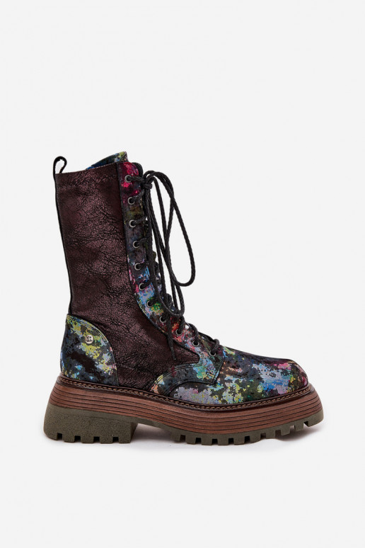 Naiste poolsaapad naturaalsest nahast säärsaapad  06203-39 Mitmevärvilised Naiste poolsaapad naturaalsest nahast säärsaapad  06203-39 Mitmevärvilised