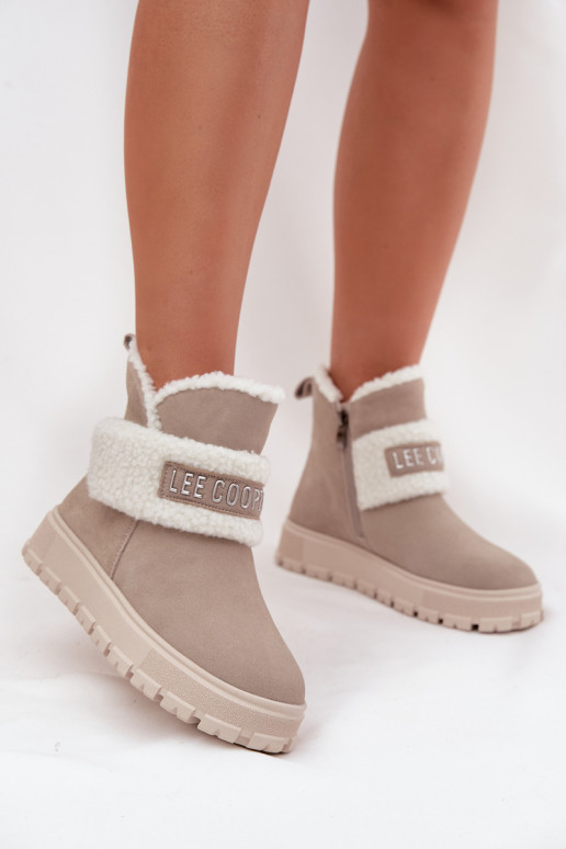 nööpidega lumesaapad Naiste poolsaapad Z Naturalnego Zamszu soojad saapad Lee Cooper LCJ-25-01-3739 Halli värvi