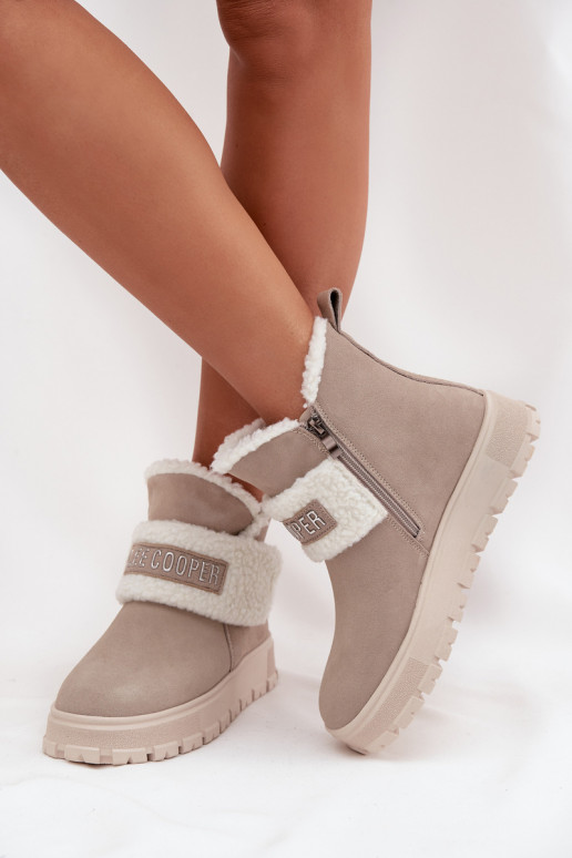 nööpidega lumesaapad Naiste poolsaapad Z Naturalnego Zamszu soojad saapad Lee Cooper LCJ-25-01-3739 Halli värvi