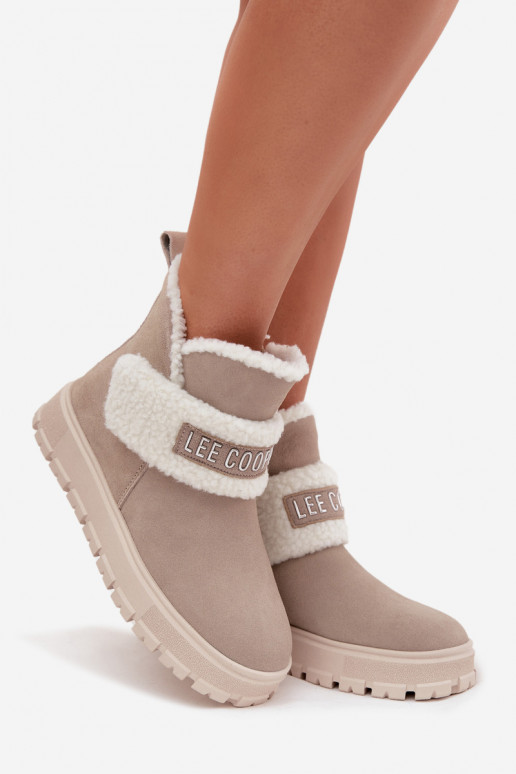 nööpidega lumesaapad Naiste poolsaapad Z Naturalnego Zamszu soojad saapad Lee Cooper LCJ-25-01-3739 Halli värvi