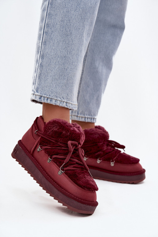  nööpidega lumesaapad platvormiga karusnahaga D.Franklin DFSH370011 bordoo-värvi