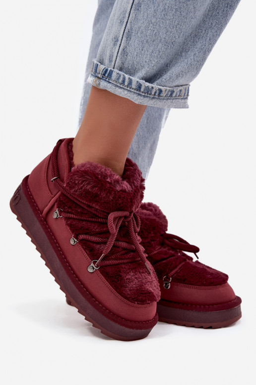  nööpidega lumesaapad platvormiga karusnahaga D.Franklin DFSH370011 bordoo-värvi