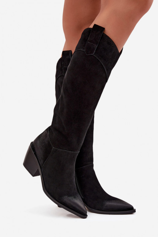 pika säärega saapad   kõrge jämeda kontsaga Z Naturalnego Zamszu Artiker 57C0232 Must pika säärega saapad   kõrge jämeda kontsaga Z Naturalnego Zamszu Artiker 57C0232 Must