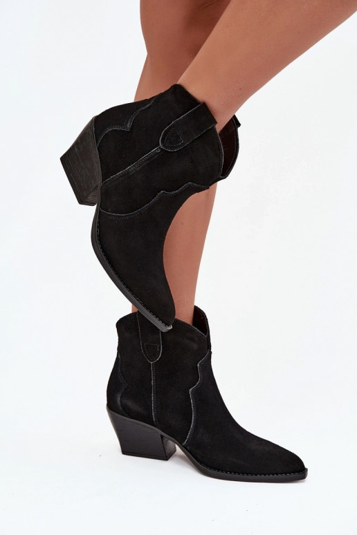 Keenud kauboistiilis naiste saapad naturaalsest sametist Beretta must Keenud kauboistiilis naiste saapad naturaalsest sametist Beretta must