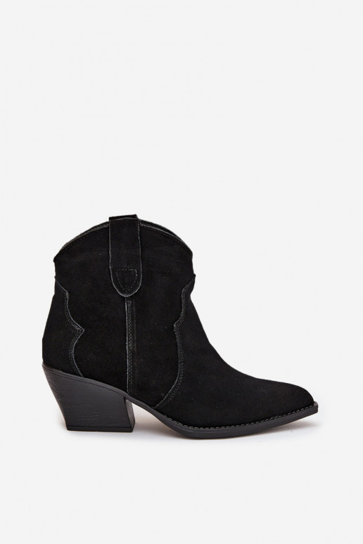 Keenud kauboistiilis naiste saapad naturaalsest sametist Beretta must Keenud kauboistiilis naiste saapad naturaalsest sametist Beretta must