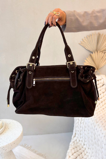 Käekott Z Naturalnego Zamszu Czekoladowa Danira