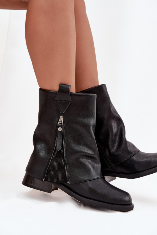 naiste saapad  Z Wywiniętą Cholewką   K7213-01 Must naiste saapad  Z Wywiniętą Cholewką   K7213-01 Must