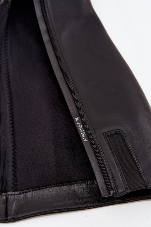 voodriga naiste pika säärega saapad kõrge jämeda kontsaga  A7165-01 Must   voodriga naiste pika säärega saapad kõrge jämeda kontsaga  A7165-01 Must