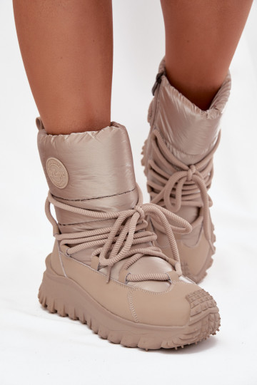   nööpidega lumesaapad platvormiga Lee Cooper LCJ-25-12-3663 beeži värvi-Kuldset värvi