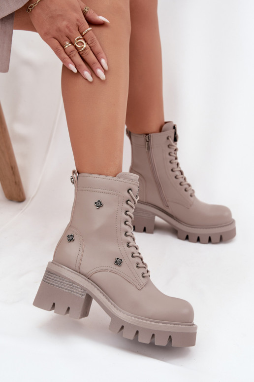 naiste saapad säärsaapad   Z Przypinkami Artiker 57C0181 beeži värvi naiste saapad säärsaapad   Z Przypinkami Artiker 57C0181 beeži värvi