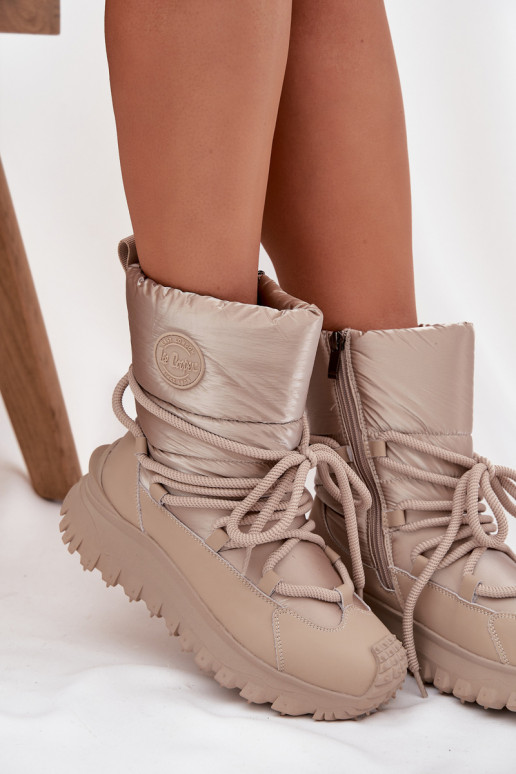 Pealhk nööpidega lumesaapad platvormiga Lee Cooper LCJ-25-12-3663 beeži värvi-Kuldset värvi