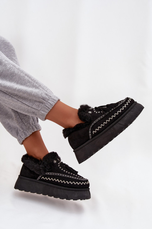 nööpidega lumesaapad  platvormiga karusnahaga  Must Ferayne