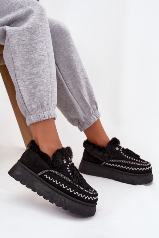 nööpidega lumesaapad  platvormiga karusnahaga  Must Ferayne