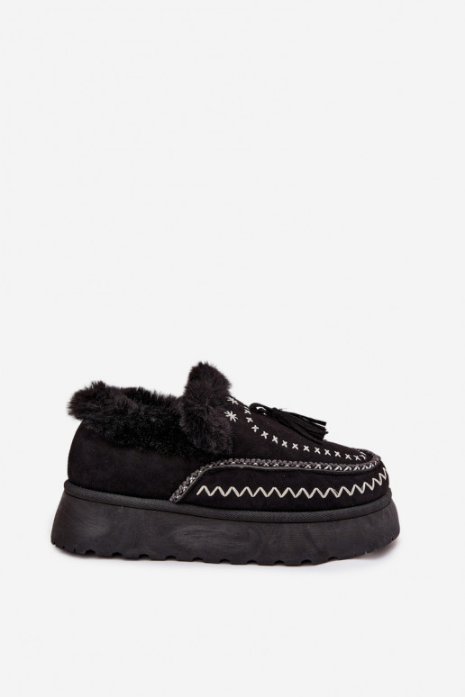 nööpidega lumesaapad  platvormiga karusnahaga  Must Ferayne