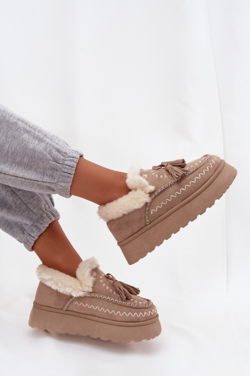 nööpidega lumesaapad  platvormiga karusnahaga  beeži värvi Ferayne