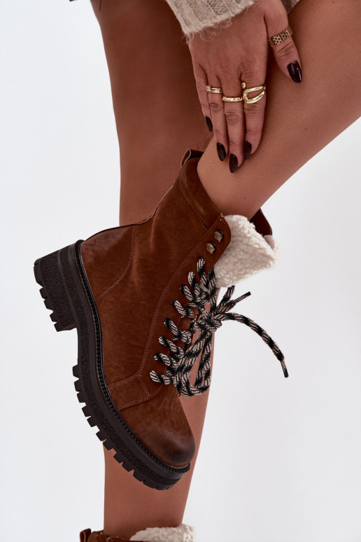 Naiste poolsaapad jalanõud  eko-nahast pruunid värvi Bellora