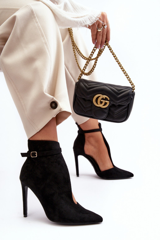 Seemisnahast kingad  kõrge jämeda kontsaga Must Amalundi