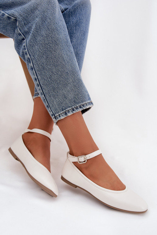 Baleriinad  rihmadega I neetide ja pandlaga valget värvi Janelor