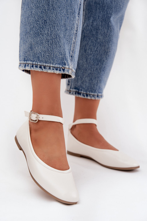 Baleriinad  rihmadega I neetide ja pandlaga valget värvi Janelor