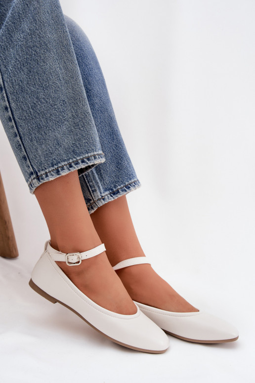 Baleriinad  rihmadega I neetide ja pandlaga valget värvi Janelor