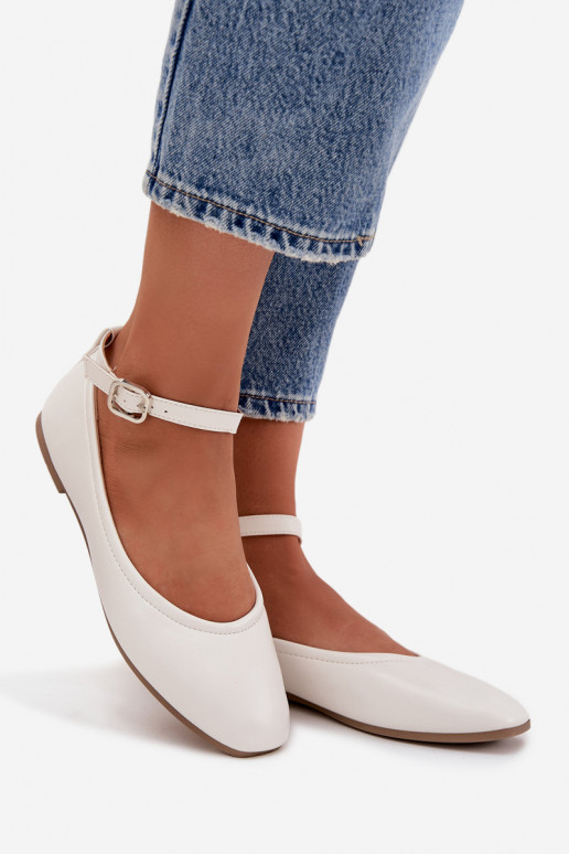 Baleriinad  rihmadega I neetide ja pandlaga valget värvi Janelor