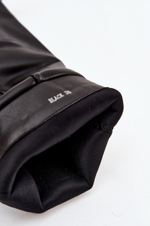 naiste pika säärega saapad kõrge jämeda kontsaga Z Wywiniętą Cholewką I neetide ja pandlagami Must