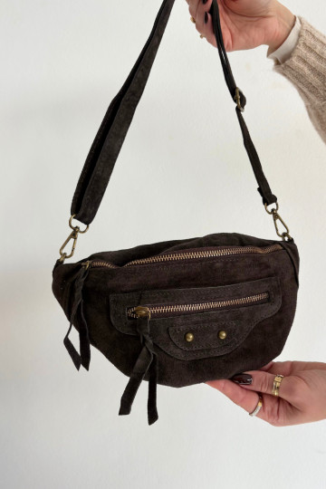 Käekott  Z Naturalnego Zamszu Czekoladowa Romilly