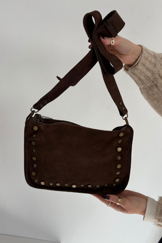 Skórzana Zamszowa Käekott Zdobiona  Czekoladowa Savra