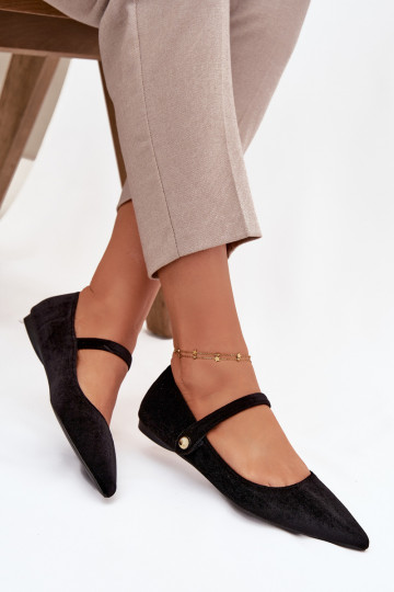 Aksamitne Baleriinad rihmadega I Kuldset värvim Detalem Must Gisanne