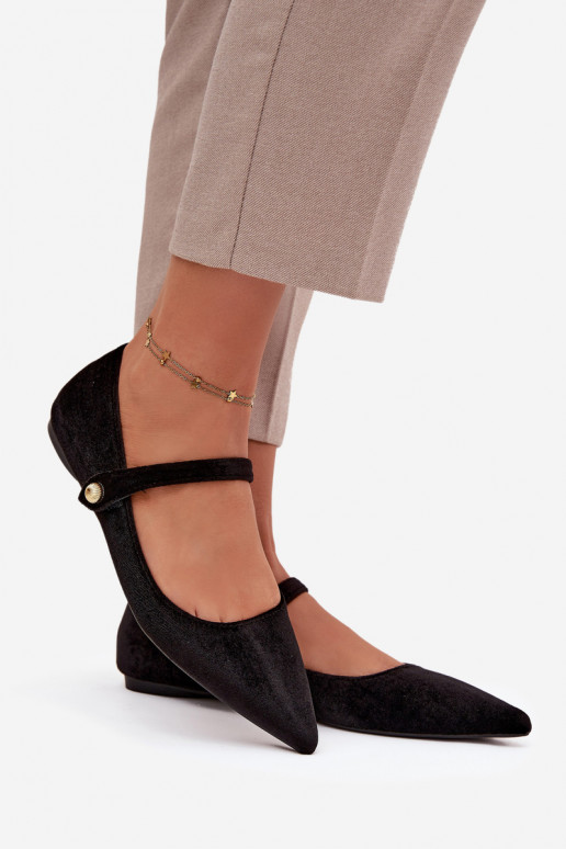 Aksamitne Baleriinad rihmadega I Kuldset värvim Detalem Must Gisanne