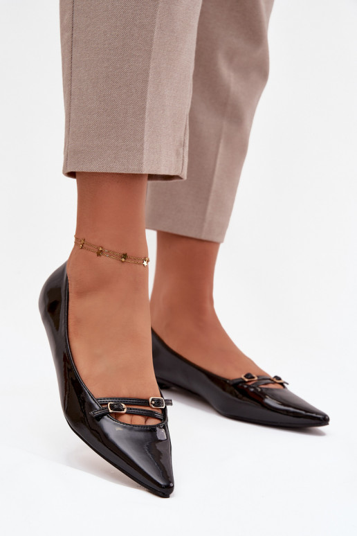 Lakkbaleriinad rihmadega Must Zarelia